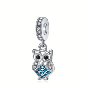 Owl Charm Silver and Blue One Size